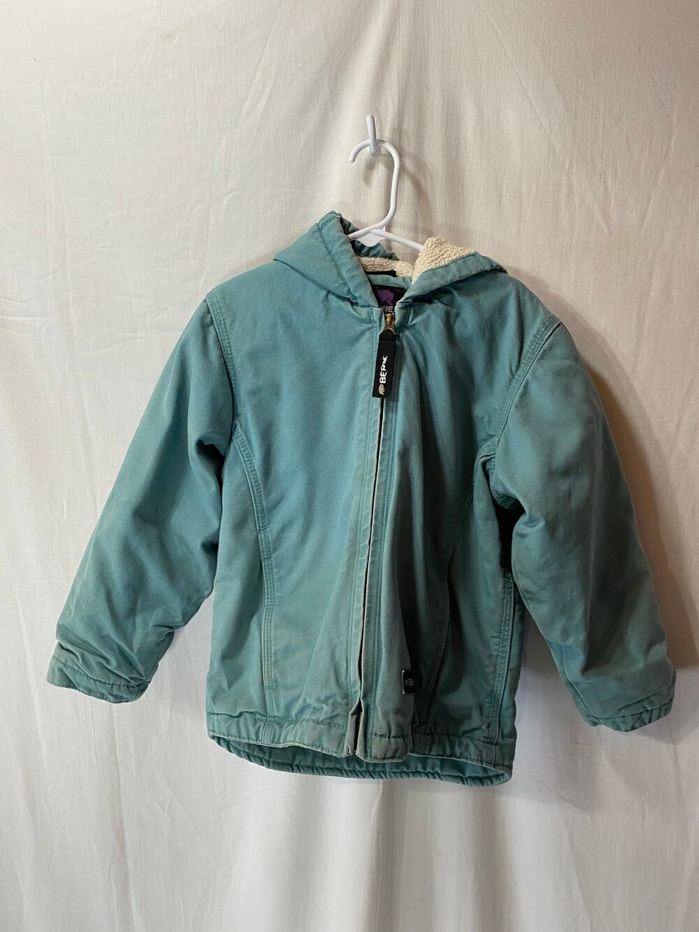 Youth Berne Sherpa-Lined Duck Canvas Hooded Jacket Eucaplyptus XS